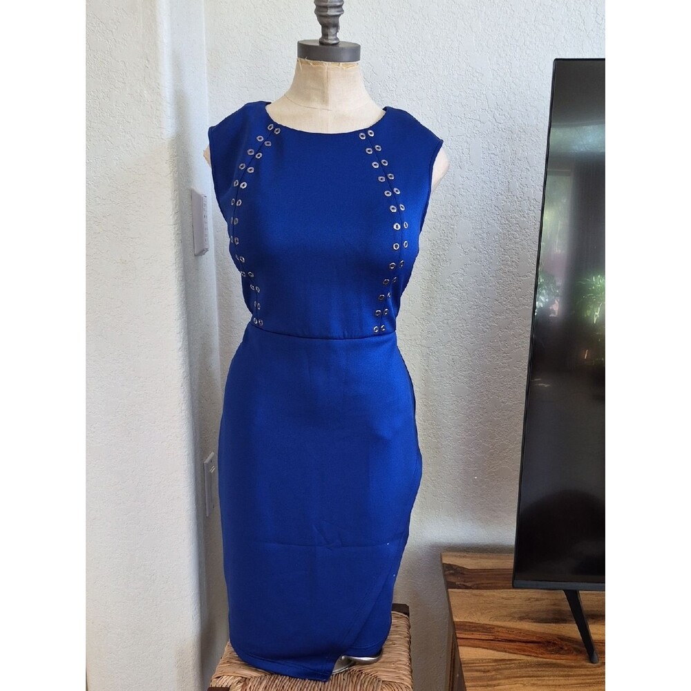 Guess Sleeveless Scuba Dress, w/Grommet Detailing Top & Asymmetrical Hemline